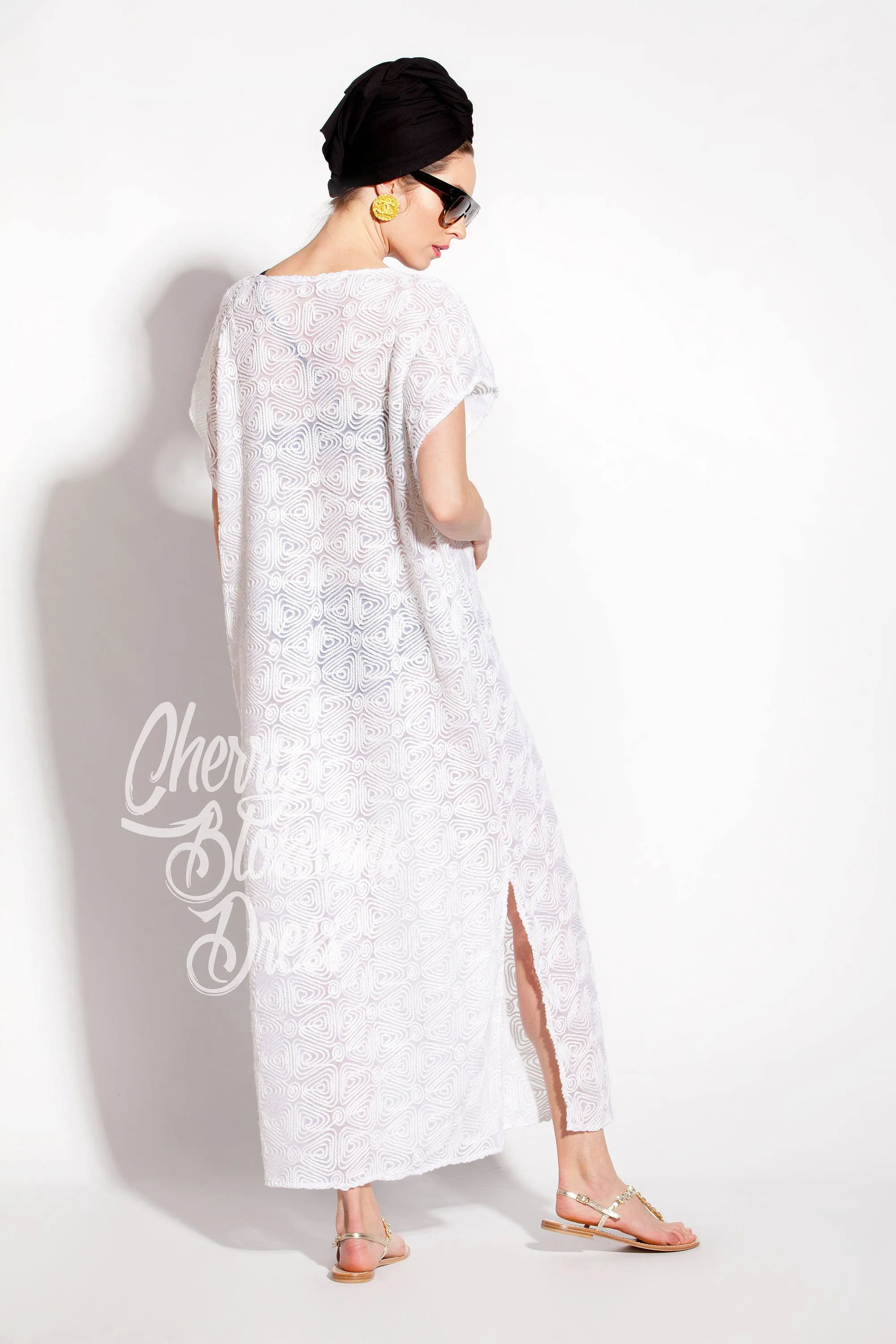 Lace Beach Cover Up, Lace Dress, Beach Dress, White Maxi Dress, White Kaftan Dress, See Through Dress, Plus Size Dress, Beach Wear, Sheer