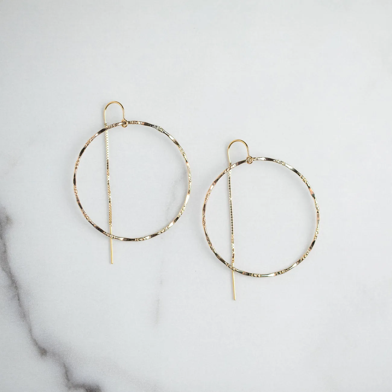 Large Filigree Hoop Thread Thru Earrings