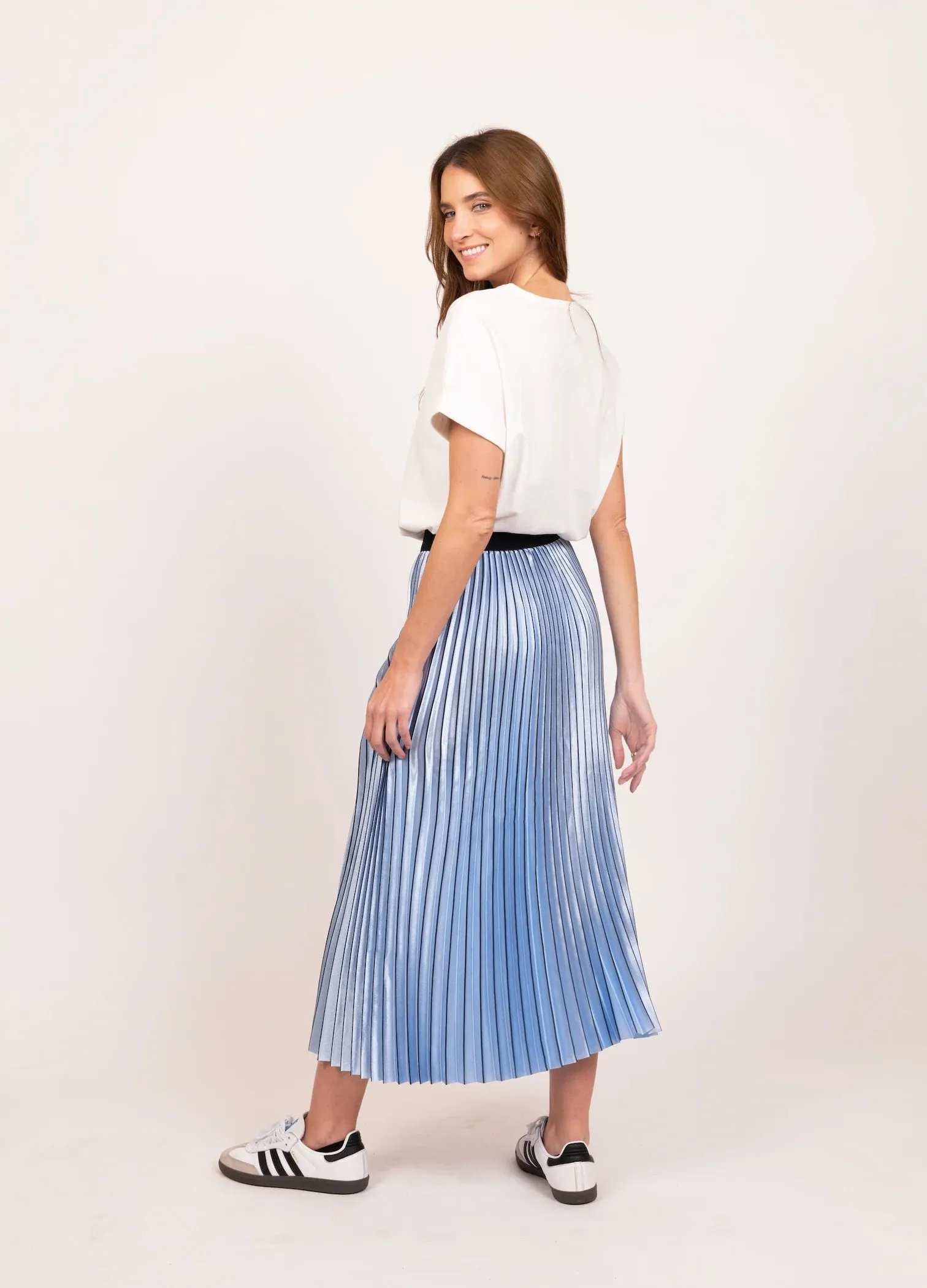 Lilian Pleat Skirt - Ombre Blue