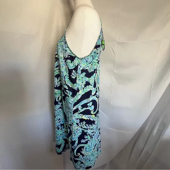 Lilly Pulitzer Margot Swing Dress High Tide Scooba Doo Navy &amp; Green Size Small
