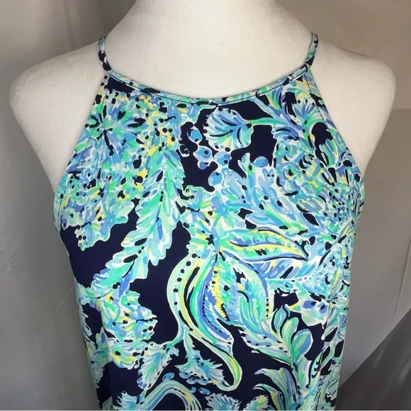 Lilly Pulitzer Margot Swing Dress High Tide Scooba Doo Navy &amp; Green Size Small