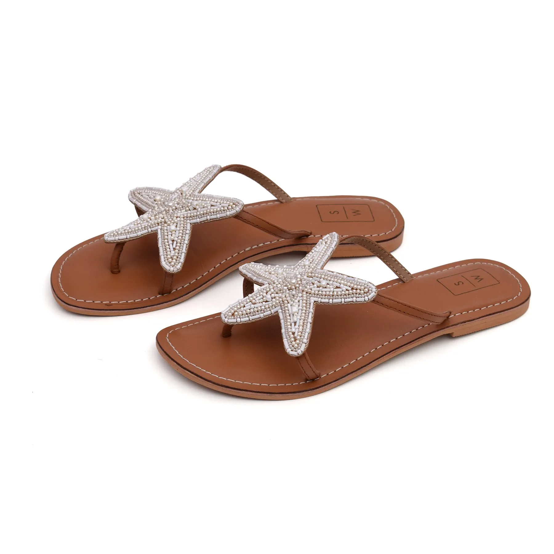 Lucy White Beaded  Starfish Sandals