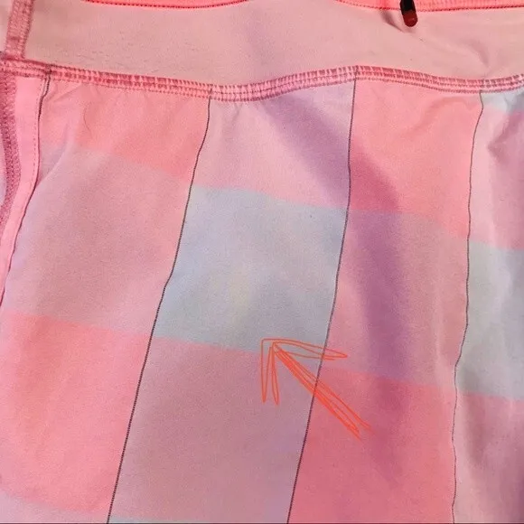 Lululemon Coral Gingham Groovy Run Short Gros Gingham Bleached Coral Pink Pop 6