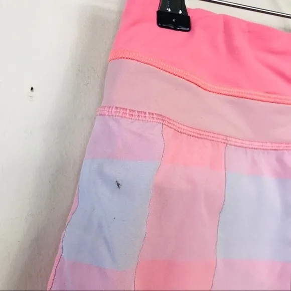 Lululemon Coral Gingham Groovy Run Short Gros Gingham Bleached Coral Pink Pop 6