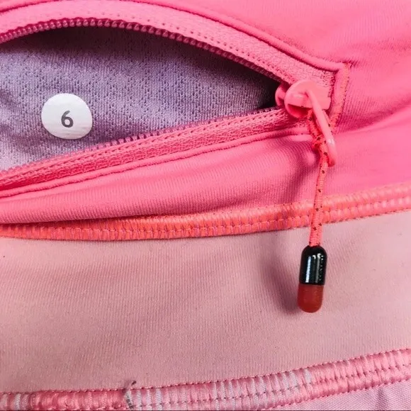 Lululemon Coral Gingham Groovy Run Short Gros Gingham Bleached Coral Pink Pop 6