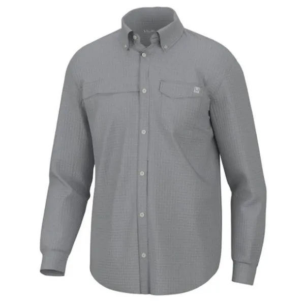 Men's Huk Tide Point Break Minicheck Long Sleeve Button up Shirt