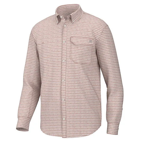 Men's Huk Tide Point Break Minicheck Long Sleeve Button up Shirt