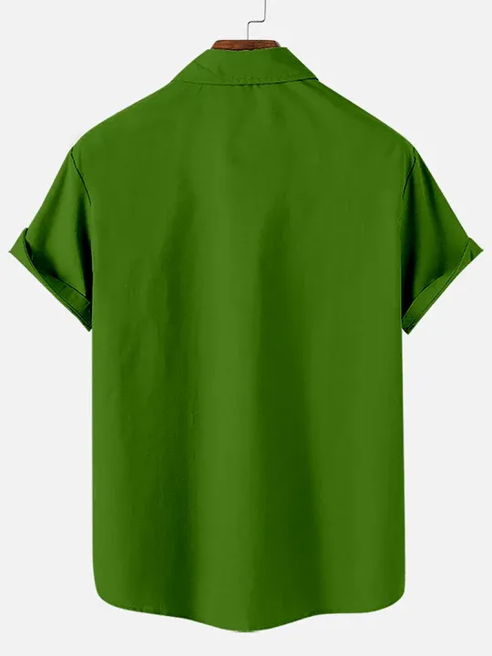 Men's St. Patrick's Day Beer Stripe Print Short Sleeve Shirt
