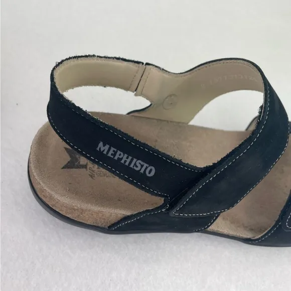 Mephisto Agave Black Bucksoft Sandals Women’s 9 EUR 39 Adjustable Slingback