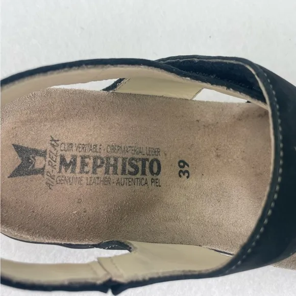 Mephisto Agave Black Bucksoft Sandals Women’s 9 EUR 39 Adjustable Slingback