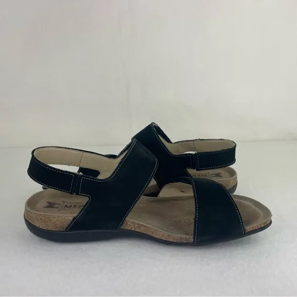 Mephisto Agave Black Bucksoft Sandals Women’s 9 EUR 39 Adjustable Slingback