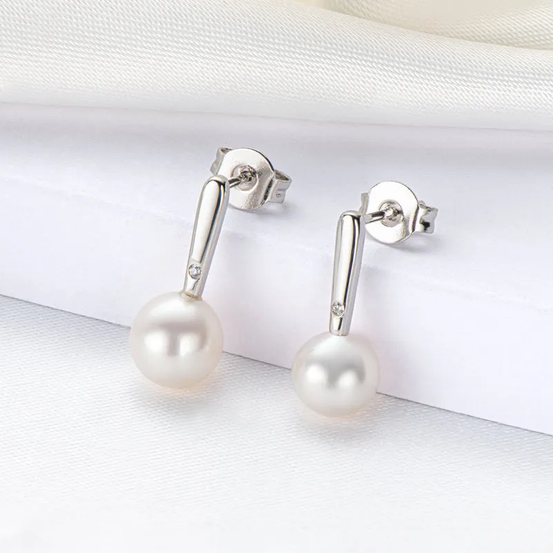 Natural Freshwater White Pearl Earrings