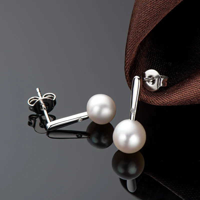 Natural Freshwater White Pearl Earrings