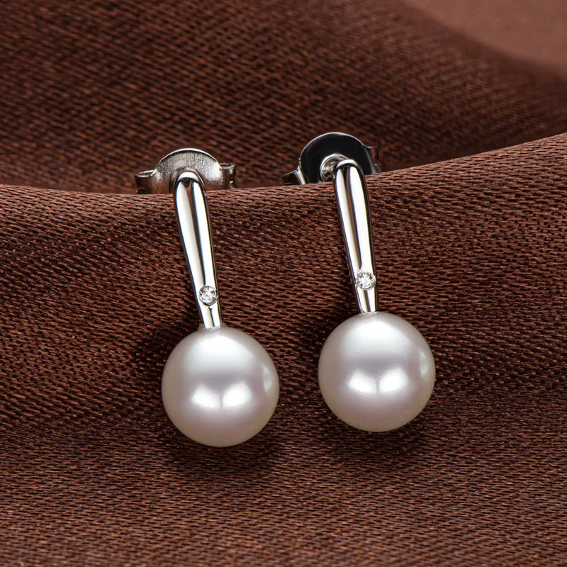 Natural Freshwater White Pearl Earrings