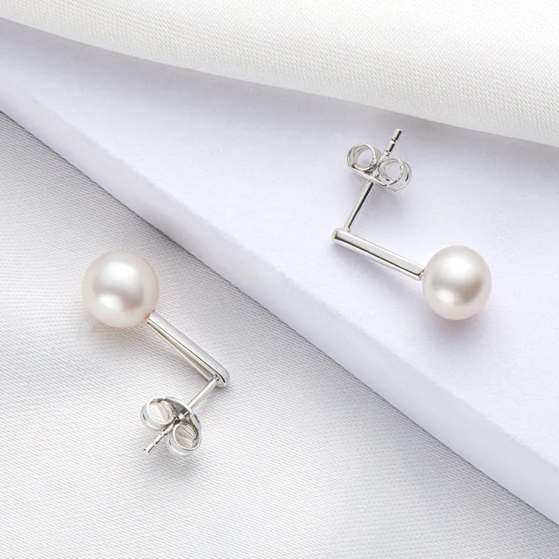 Natural Freshwater White Pearl Earrings