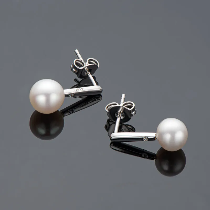 Natural Freshwater White Pearl Earrings