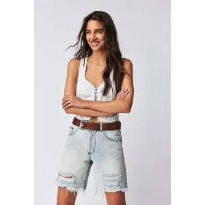 New FREE PEOPLE One Teaspoon Jackson Mid-Waist Shorts $108 SIZE 28 Kansas Blue