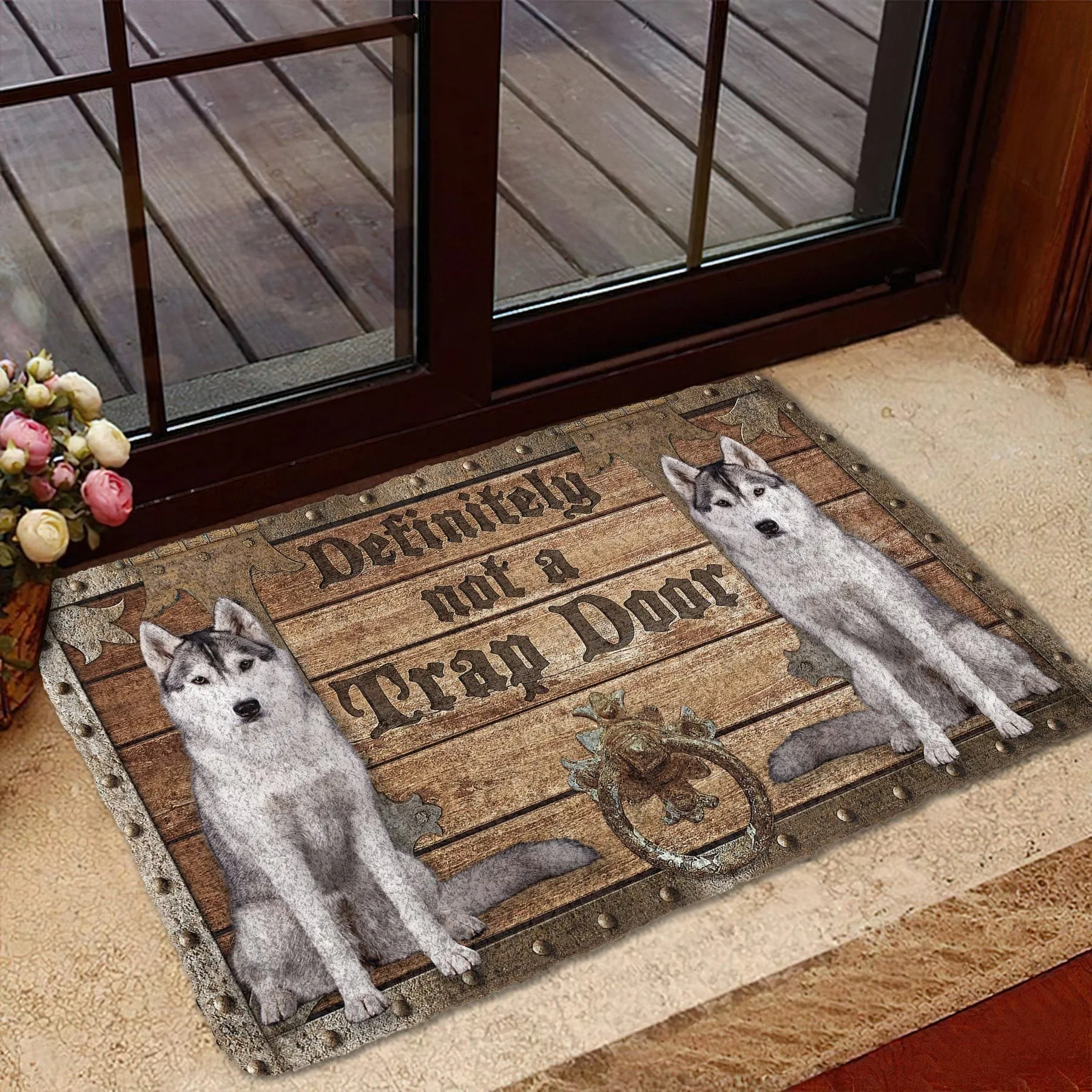 Noodever 3D Definitely Not A Trap Door Wolf Doormat