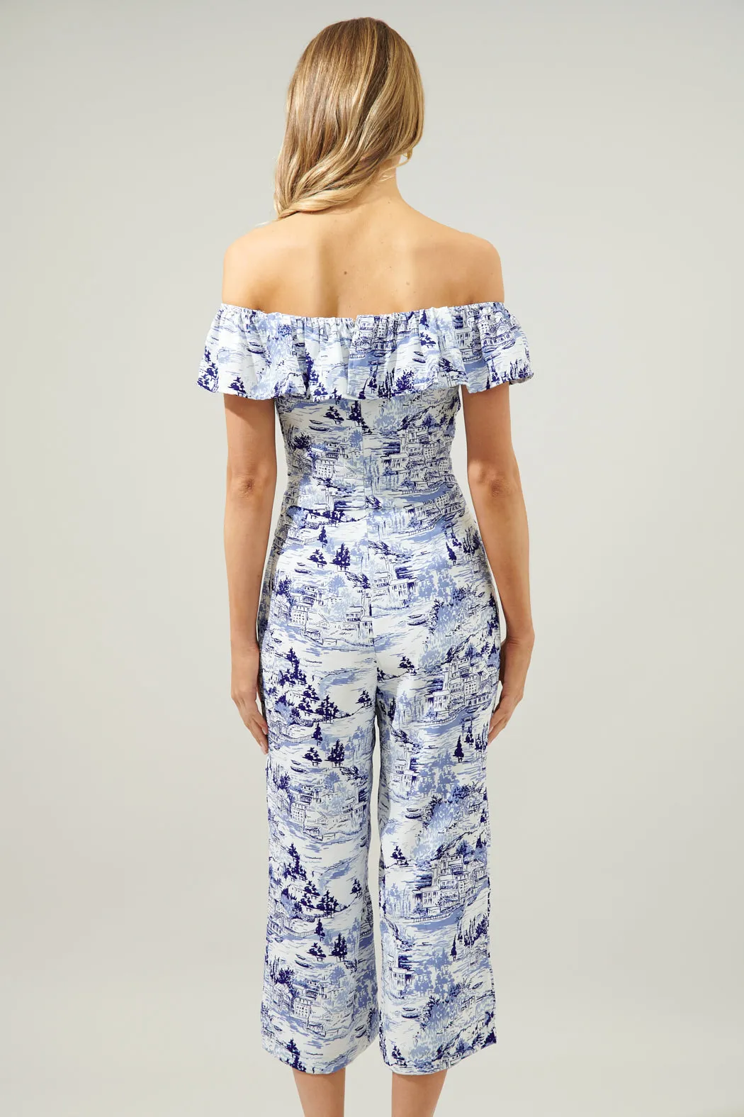 Off the Shoulder Jumpsuit - Francine Toile Sky