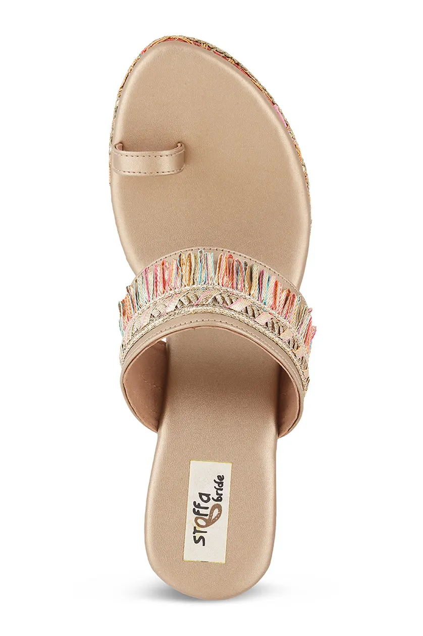 Pastel Brocade Border Wedge Champagne