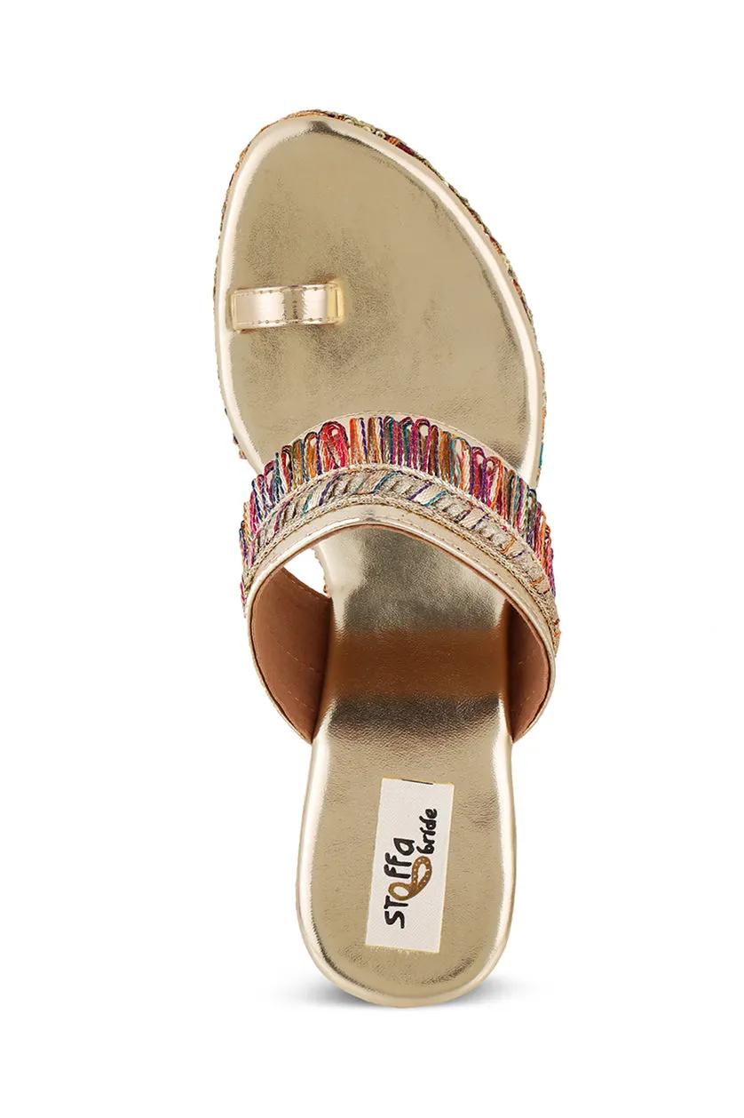 Pastel Brocade Border Wedge Champagne
