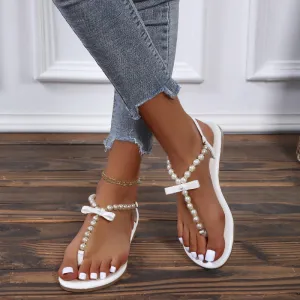 Pearl Thong Beaded Roman Sandals
