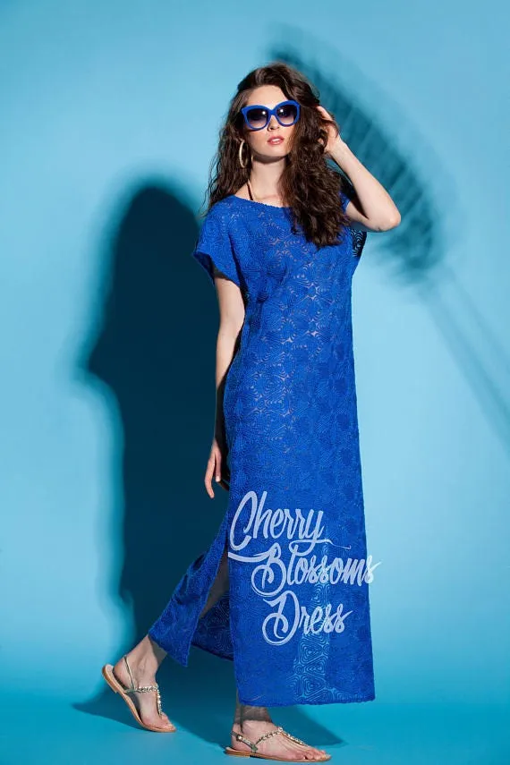 Pink Lace Dress, Loose Dress, Plus Size Clothing, Lace Maxi Dress, Pink Long Dress, Elegant Dress, Embroidered Dress, Cocktail Dress