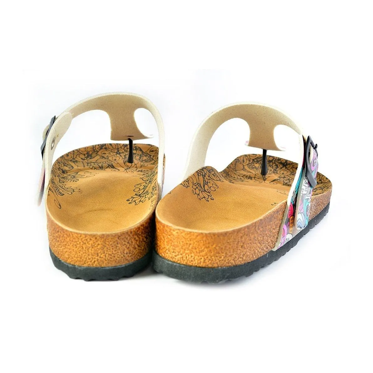 Pink, Purple Mixed Patterned, Music Writtened, Patterned Sandal - CAL516