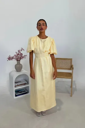Primrose Puff-Sleeve Silk Dress