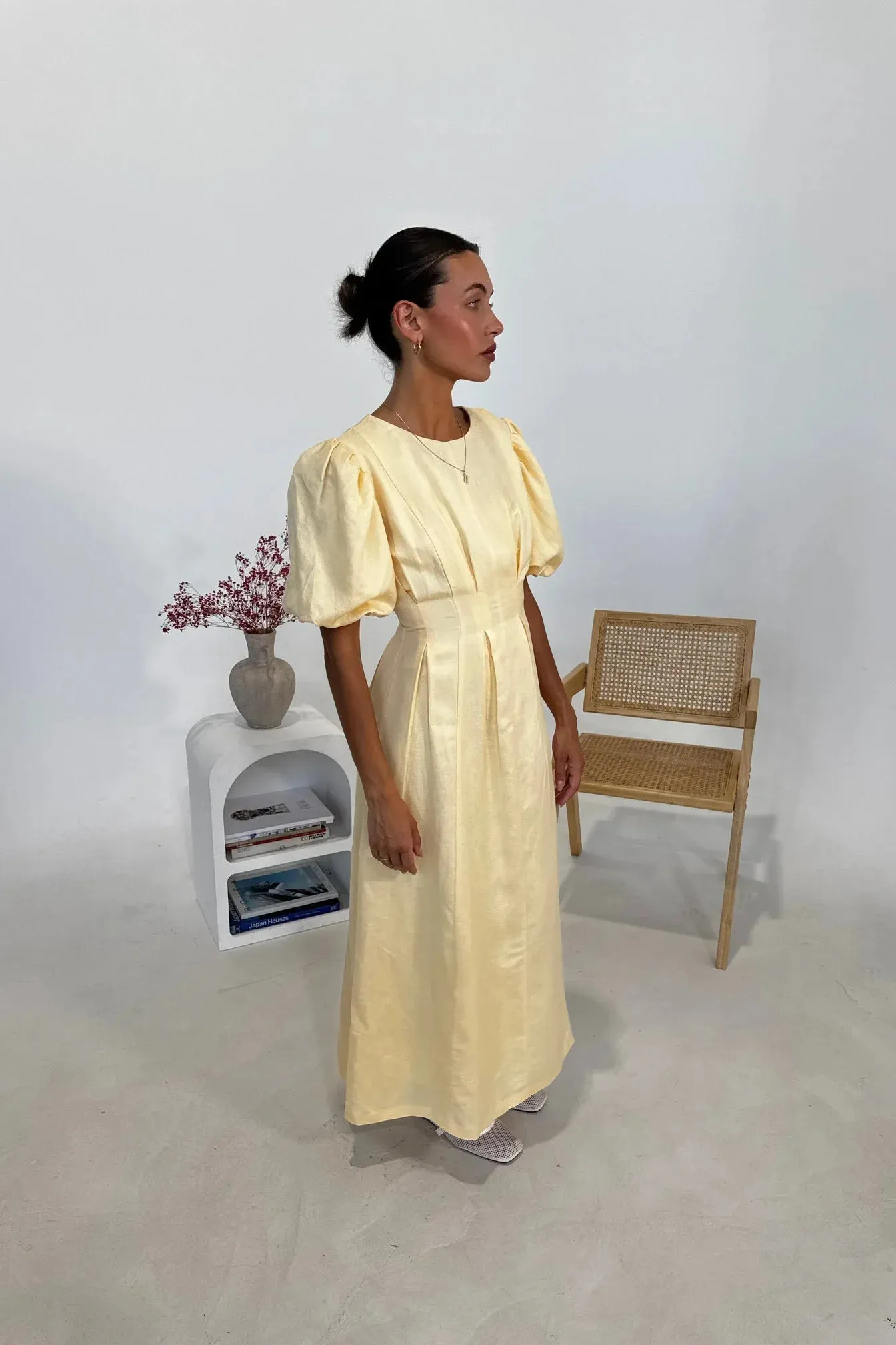 Primrose Puff-Sleeve Silk Dress