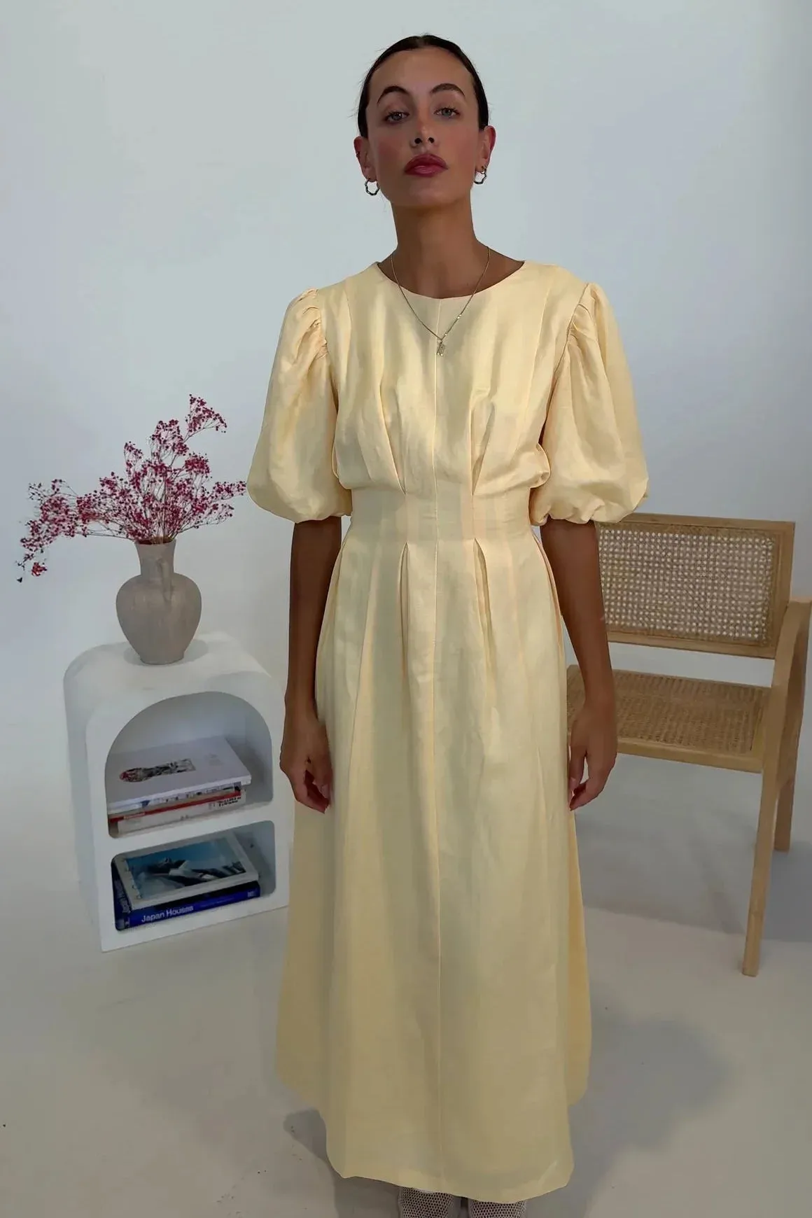 Primrose Puff-Sleeve Silk Dress