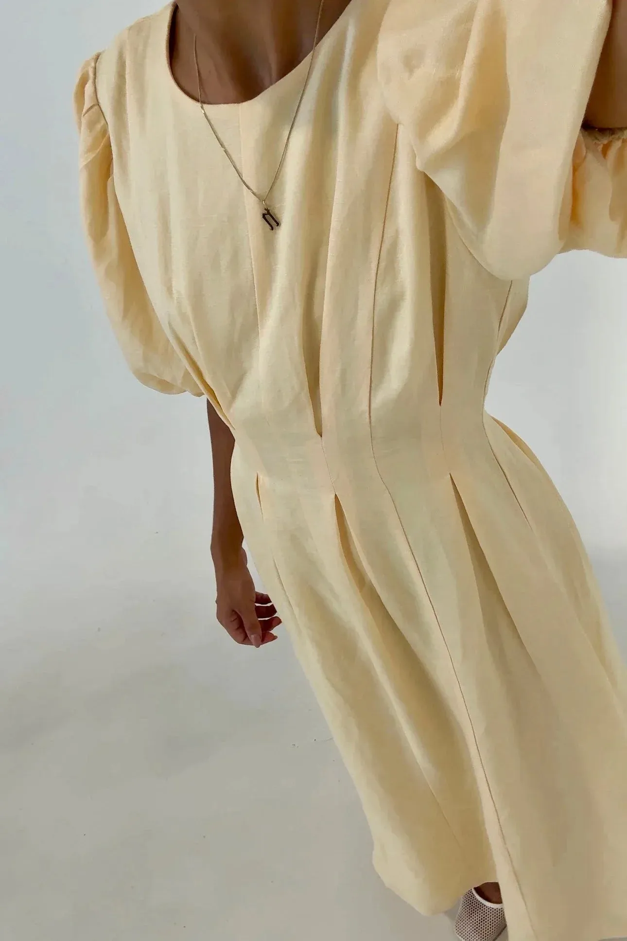 Primrose Puff-Sleeve Silk Dress