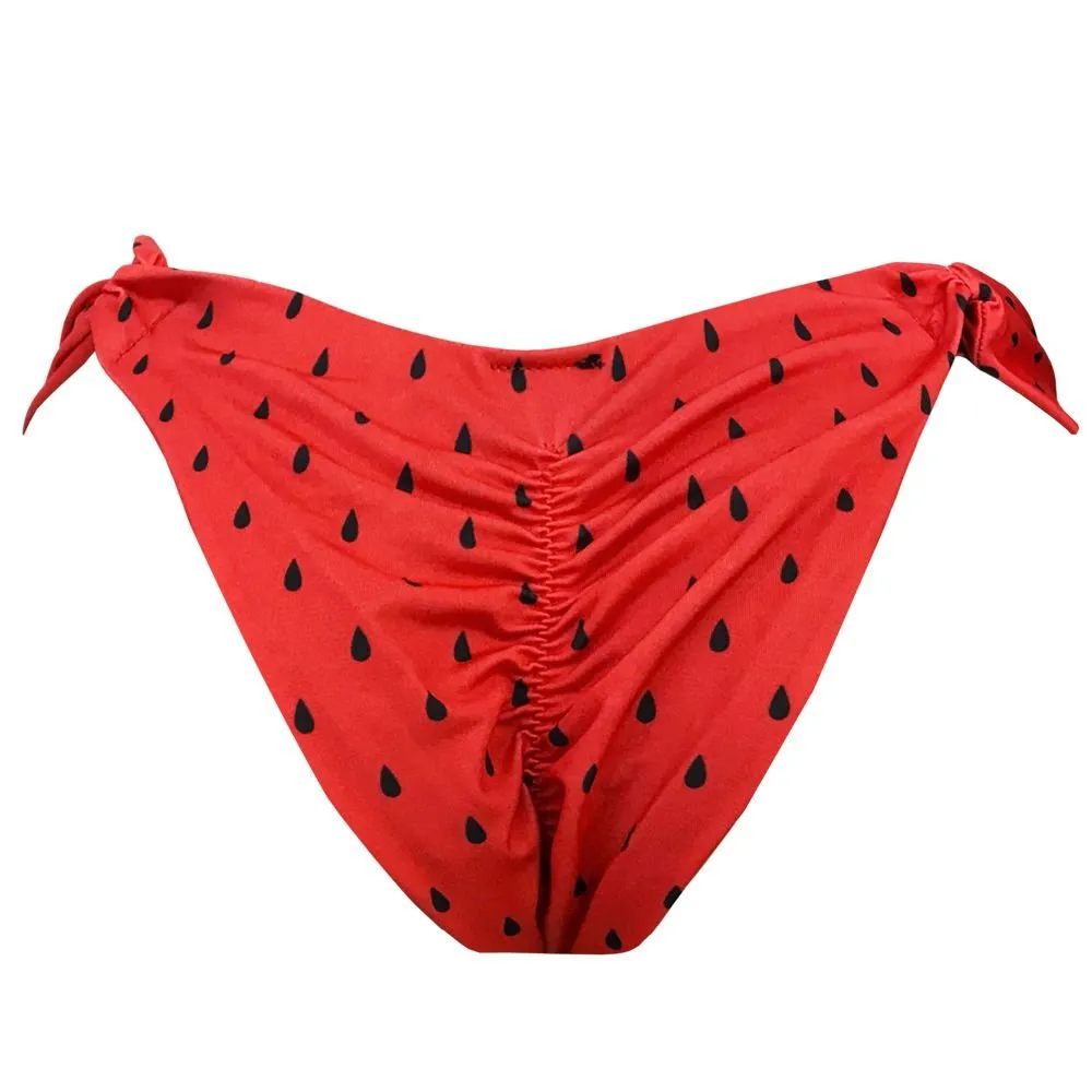Red Watermelon Brazilian Classic Side Scrunch Bikini Bottom