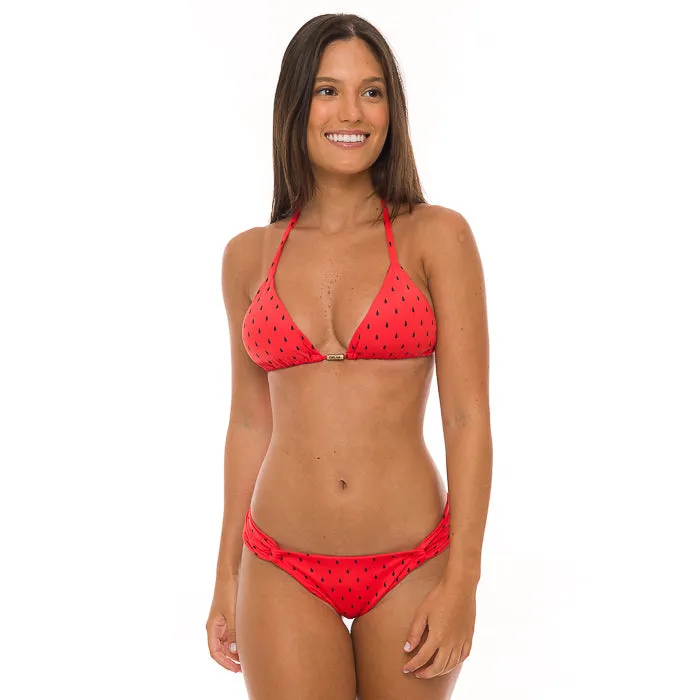 Red Watermelon Brazilian Classic Side Scrunch Bikini Bottom