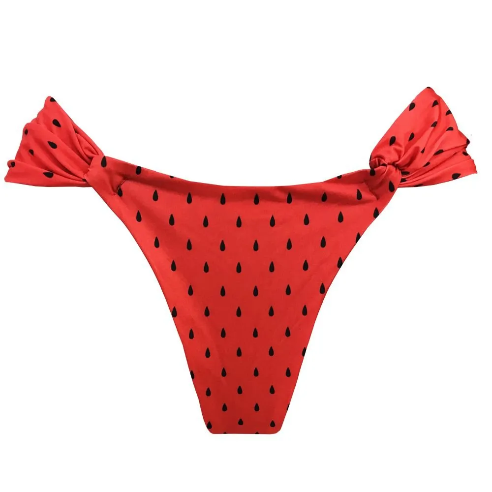 Red Watermelon Brazilian Classic Side Scrunch Bikini Bottom