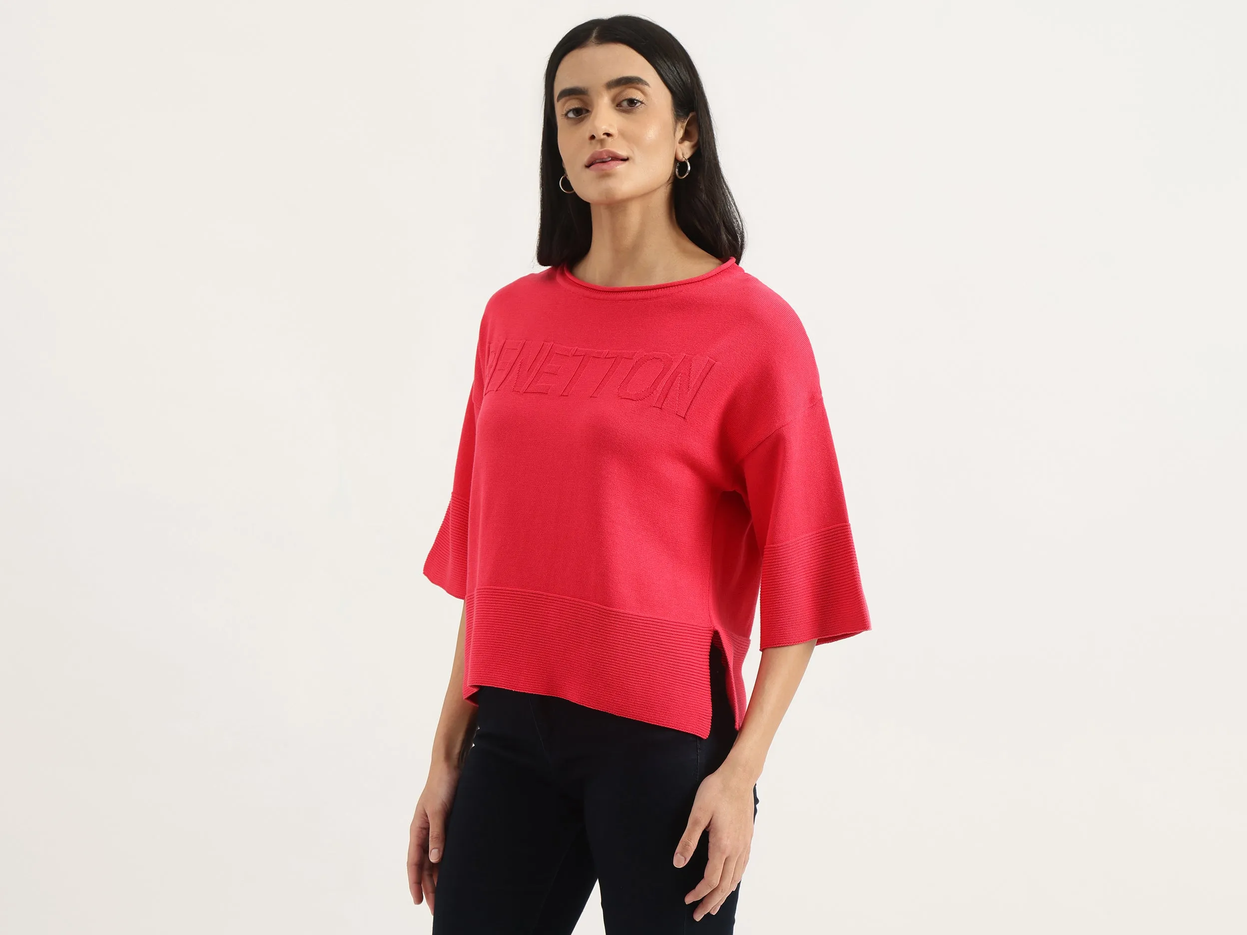 Regular Boat Neck Solid Top