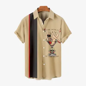 Retro Rock Art Girls Champagne Glass Oversized Short Sleeve Shirt