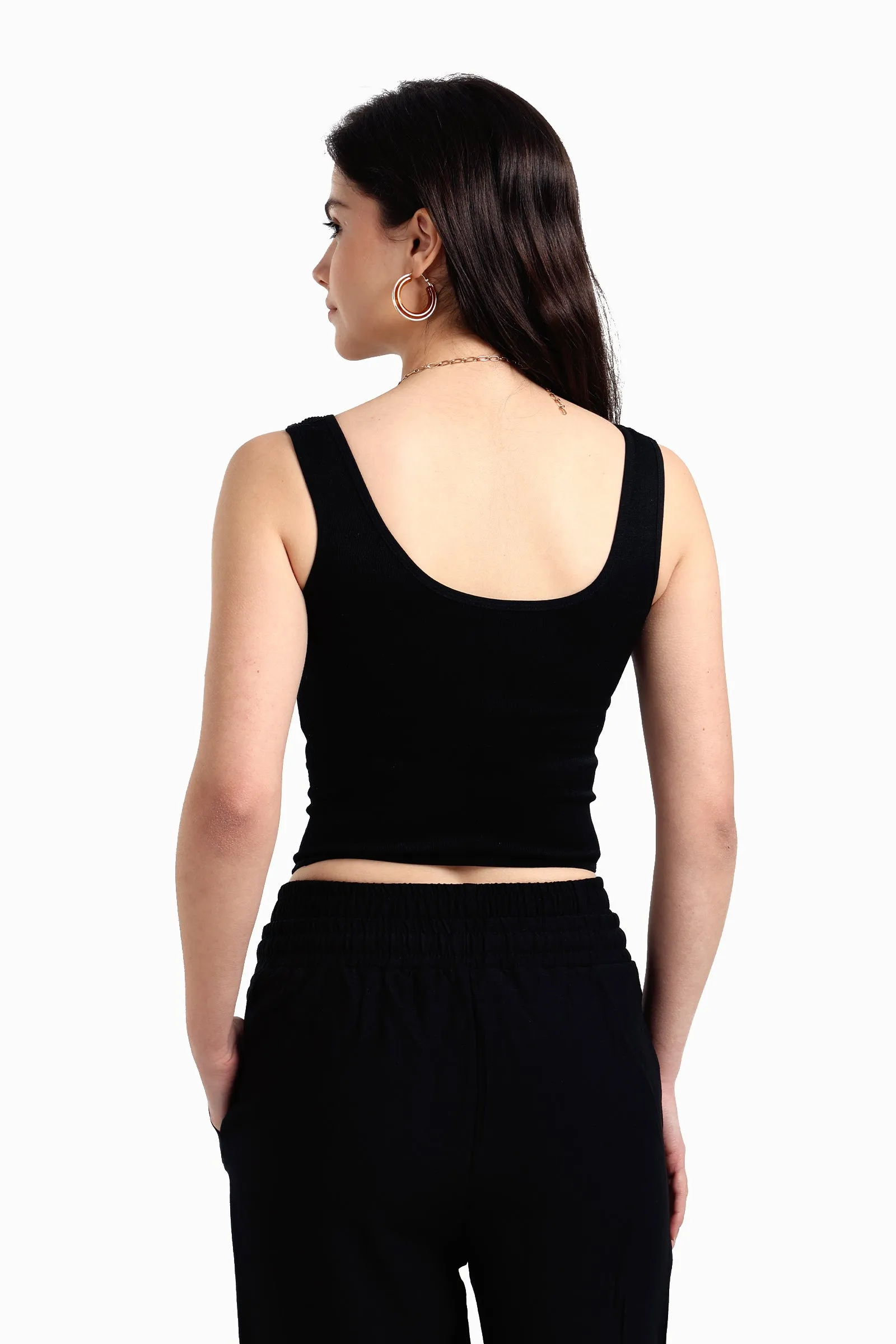 Ribbed & Fishnet Sleeveless Top