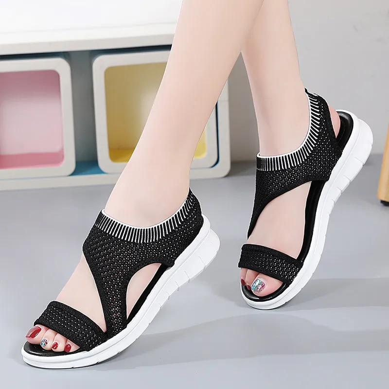 Sandals Female Shoes Summer Wedge Comfortable Sandals Ladies Slip-on Flat Sandals Sandalias