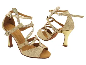 SERA7017 08 Rose Gold Stardust & Gold Leather Heel