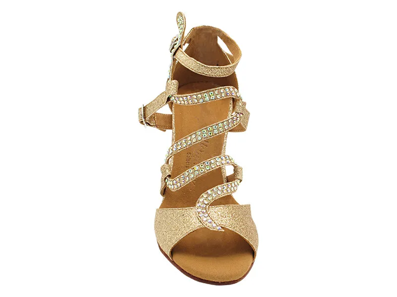 SERA7017 08 Rose Gold Stardust & Gold Leather Heel