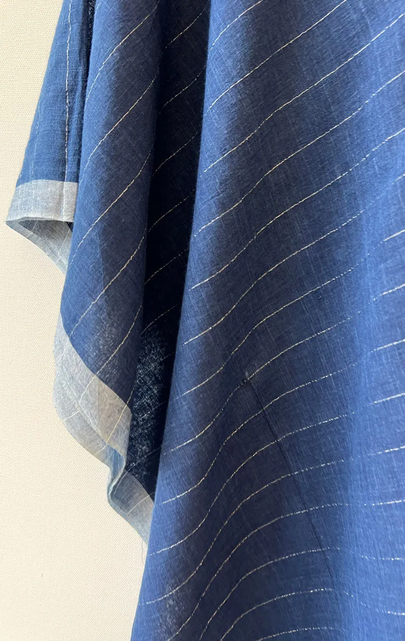 Short Indigo silver stripe caftan-1 left