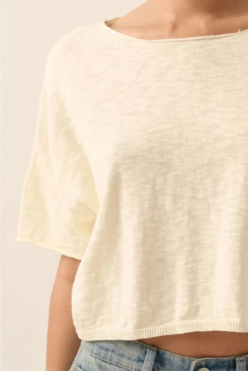 SHORT-SLEEVE LIGHTWEIGHT KNIT SWEATER