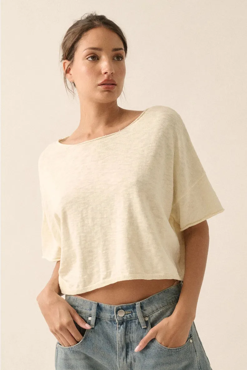 SHORT-SLEEVE LIGHTWEIGHT KNIT SWEATER