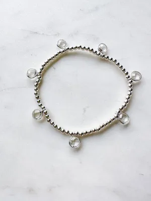 Silver Clear Quartz Drop Bracelet