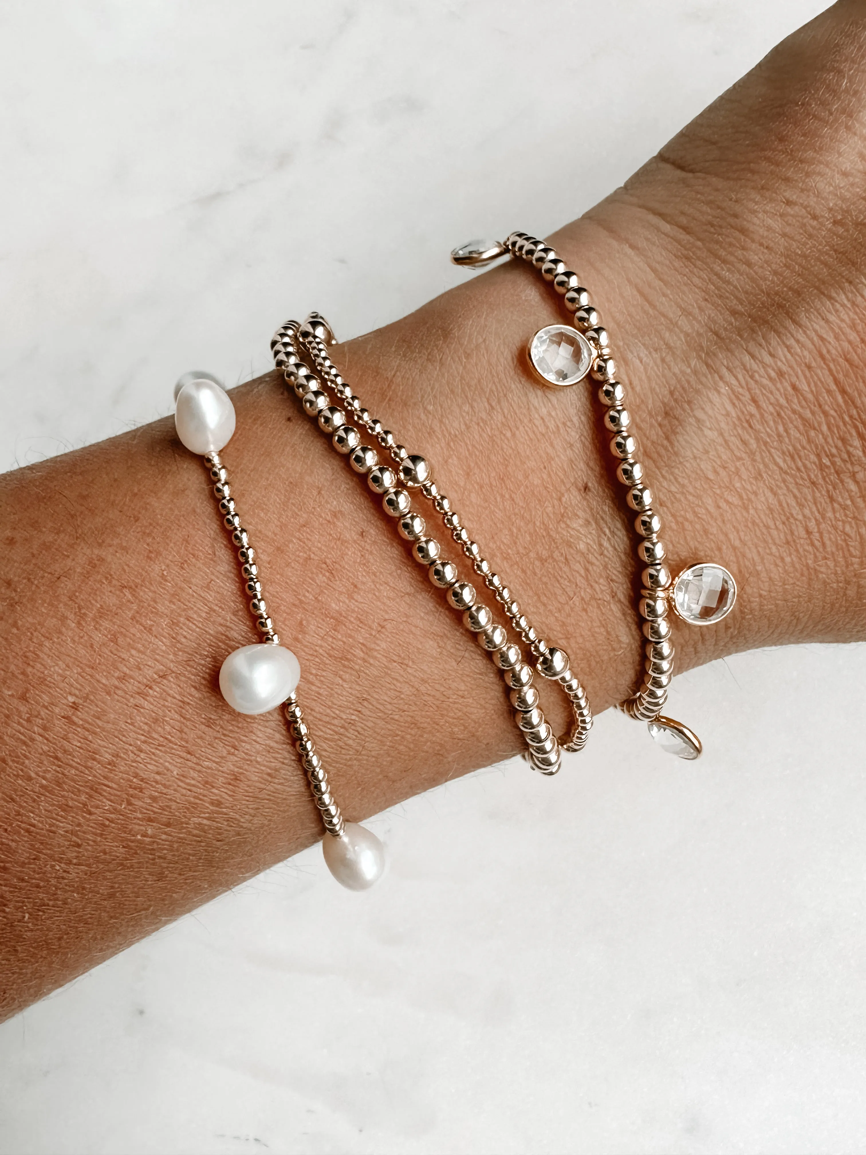 Silver Clear Quartz Drop Bracelet