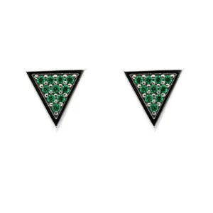Silver Tres Puntos Earrings Emeralds