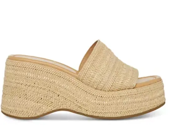 Single Strap Woven Cork Wedge