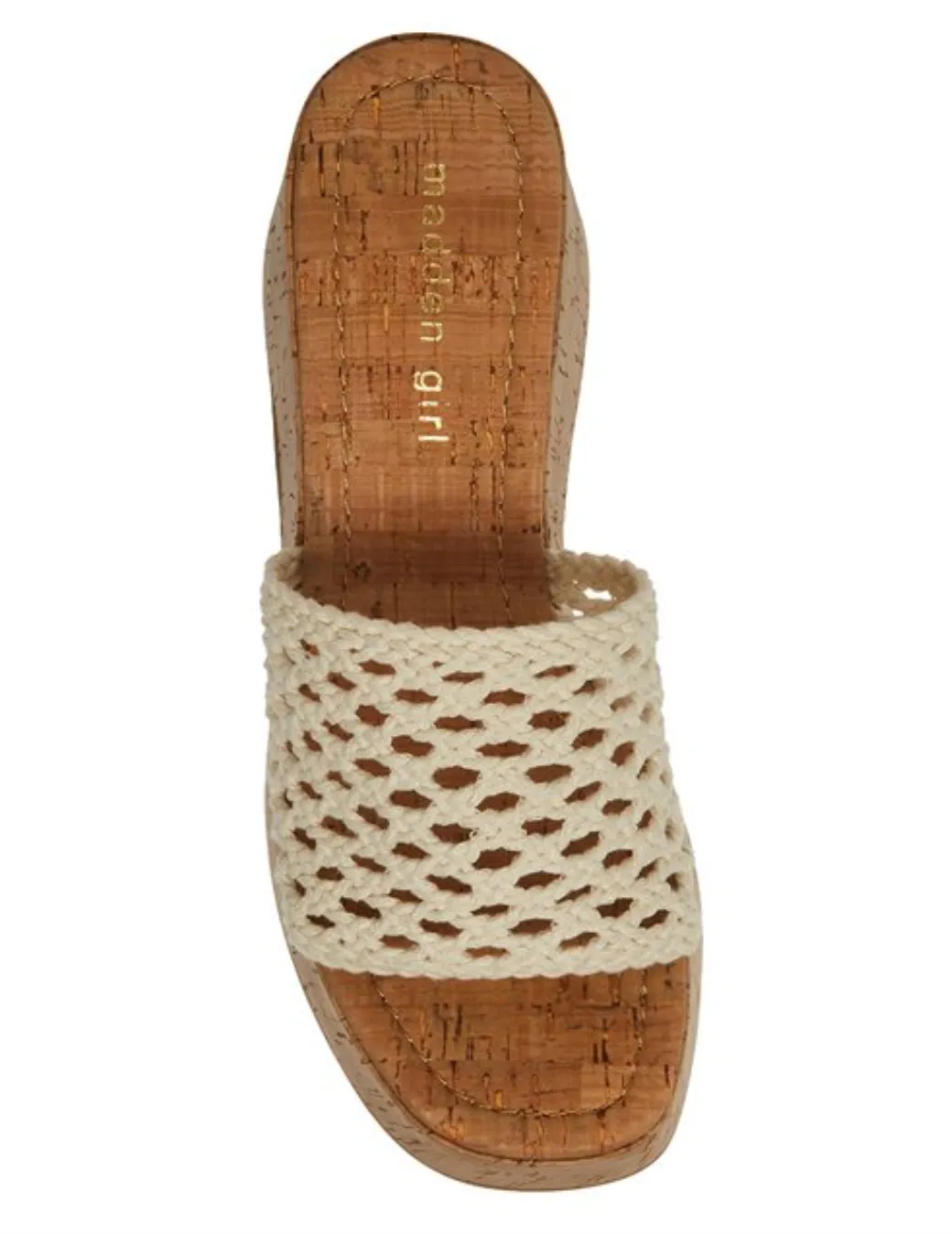 Single Strap Woven Cork Wedge