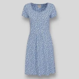Size 12‎ MOUNTAIN WAREHOUSE BLUE BIRD PRINT DRESS W/POCKETS Summer UPF40 Cotton